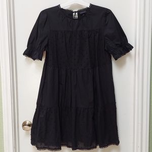 Junior's Gothic Black Ruffle Dress Babydoll Lotita Style Size Small